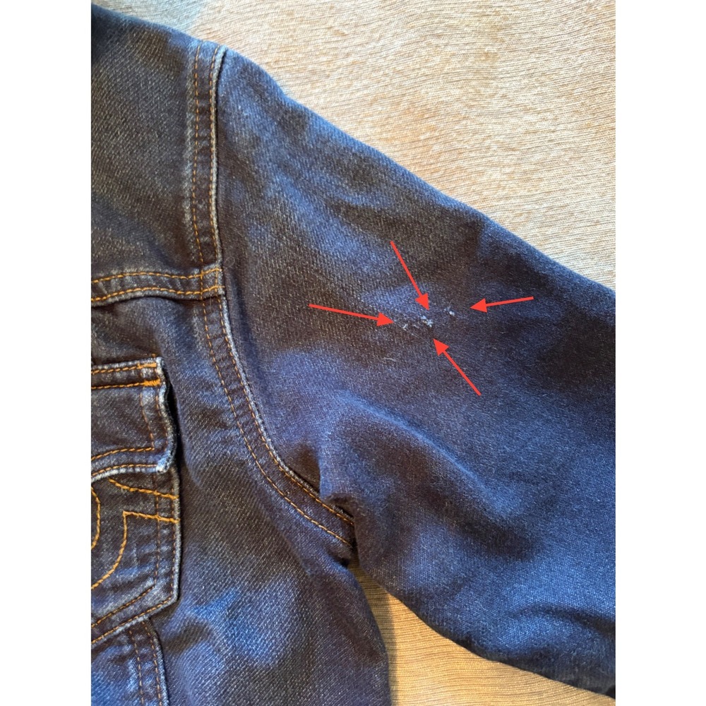 True Religion Denim Hoodie Jacket Dark Wash Contrast Stitch Button Front Womens - Picture 5 of 9